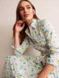 Boden Amy Lemon Grove Print Midi Cotton Shirt Dress, Lavender/Multi