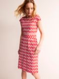 Boden Florrie Geometric Print Jersey Dress, Poppy Red/White