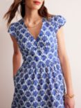 Boden May Shell Print Midi Cotton Dress, Surf The Web