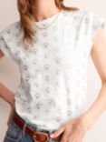 Boden Louisa Slub T-Shirt, White/Vine Foil