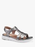 Hotter Strive Wide Fit Sandals, Pewter Metallic