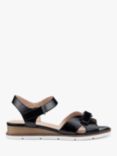 Hotter Syros Low Wedge Sandals, Black