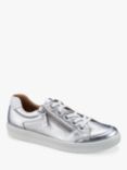 Hotter Chase II Leather Zip and Go Trainers, Silver