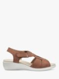 Hotter Isabelle Wide Fit Nubuck Low Wedge Sandals, Tan