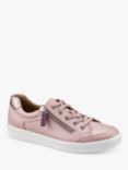 Hotter Chase II Leather Zip and Go Trainers, Light Mink/Rose Gold