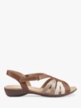 Hotter Flare Wide Fit Faux Reptile Leather and Nubuck Gladiator Sandals, Rich Tan