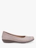 Hotter Livvy II Wide Fit Perforated Nubuck Pumps, Light Mink