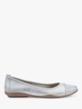 Hotter Ivy Wide Fit Textured Ballerina Pumps, Silver