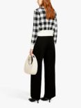 SISLEY Vichy Check Print Cardigan, Cream/Black