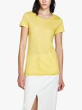 SISLEY Crew Neck Short Sleeve Slub T-Shirt, Yellow