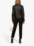 SISLEY Regular Fit Leather Biker Jacket, Black