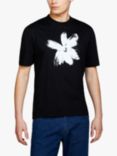SISLEY Relaxed Fit Printed Short Sleeve T-Shirt, Black