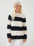 HUSH Konnie Striped Knitted Jumper, Ecru/Black Stripe