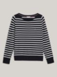 Tommy Hilfiger Adaptive Organic Cotton Blend Stripe Jumper, Desert Sky/Ecru