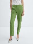 Mango Tempoli Linen Suit Trousers, Green