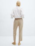 Mango Fluido Straight Leg Drawstring Waist Trousers, Beige