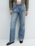 Mango Bell Relaxed Fit Straight Leg Jeans, Open Blue