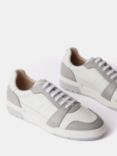 Mint Velvet Colour Block Leather Trainers, Grey/White