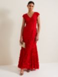 Phase Eight Charlene Ruffle Maxi Dress, Red