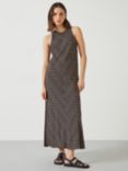 HUSH Imani Contrast Geometric Print Maxi Dress, Brown