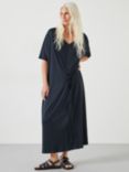 HUSH Rowley Jersey Tie Front Maxi Dress, Washed Black