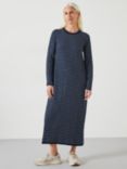 HUSH Dixie Midaxi Striped Cotton Dress, Midnight Navy/Ecru