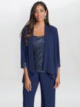 Gina Bacconi Marigot Sequin Tank And Cascade Jersey Jacket Set, Dark Navy