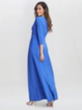 Gina Bacconi Twist Detail A-Line Maxi Jersey Dress, Cobalt