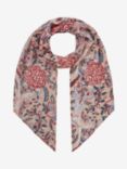 Brora Floral Print Silk Neck Tie, Oyster/Multi