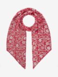 Brora Botanical Print Silk Neck Tie Scarf, Crimson/Multi