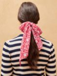 Brora Botanical Print Silk Neck Tie Scarf, Crimson/Multi