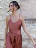 Rewritten Brooklyn Satin Slip Maxi Dress, Terracotta