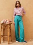 Brora Linen Wide Leg Trousers, Ocean