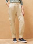 Brora Textured Stripe Linen Cargo Trousers, Natural