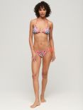 Superdry String Triangle Bikini Top, Pink Bandana/Multi