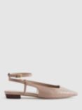 Reiss Freya Croc Effect Leather Slingback Pumps, Nude