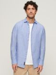 Superdry Casual Linen Long Sleeve Shirt, Light Blue Chambray