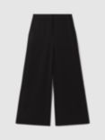 FLORERE Crepe Side Slit Wide Leg Trousers, Black