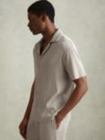 Reiss Chase Rib Textured Short Sleeve Shirt, Silver