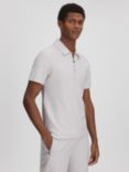 Reiss Felix Textured Half Zip Polo Shirt, Silver