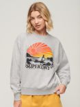 Superdry Travel Souvenir Loose Jumper, Flake Grey Marl