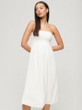 Superdry Smocked Midi Beach Dress, Off White