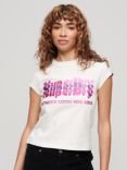 Superdry Retro Glitter Logo T-Shirt, Ecru
