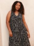 Live Unlimited Curve Spot Print Ruffle Midaxi Dress, Black