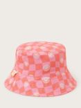 Monsoon Kids' Sun Checkerboard Reversible Bucket Hat, Pink/Multi