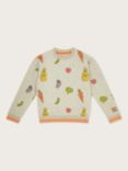 Monsoon Kids' Fruit & Veg Print Sweatshirt, Grey/Multi