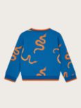 Monsoon Kids' Snakes Print Ribbed Sweatshirt, Blue