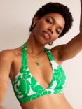 Boden Ithaca Opulent Whirl Print Halterneck Bikini Top, Green/Multi