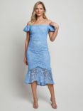 Chi Chi London Lace Peplum Midi Dress, Blue