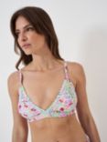 Crew Clothing Floral Print Triangle Bikini Top, Pink/Multi